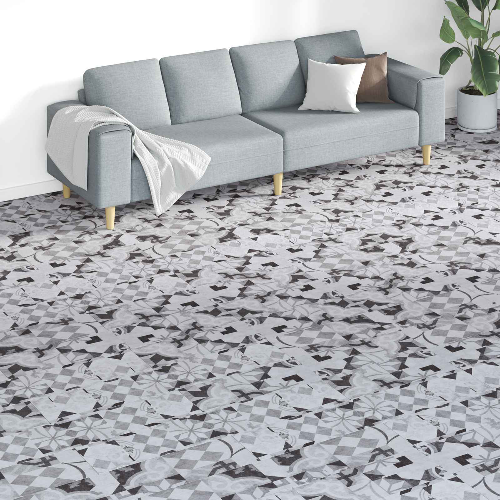 vidaXL Deski podłogowe 18 pcs Szary 5,26 m² PVC