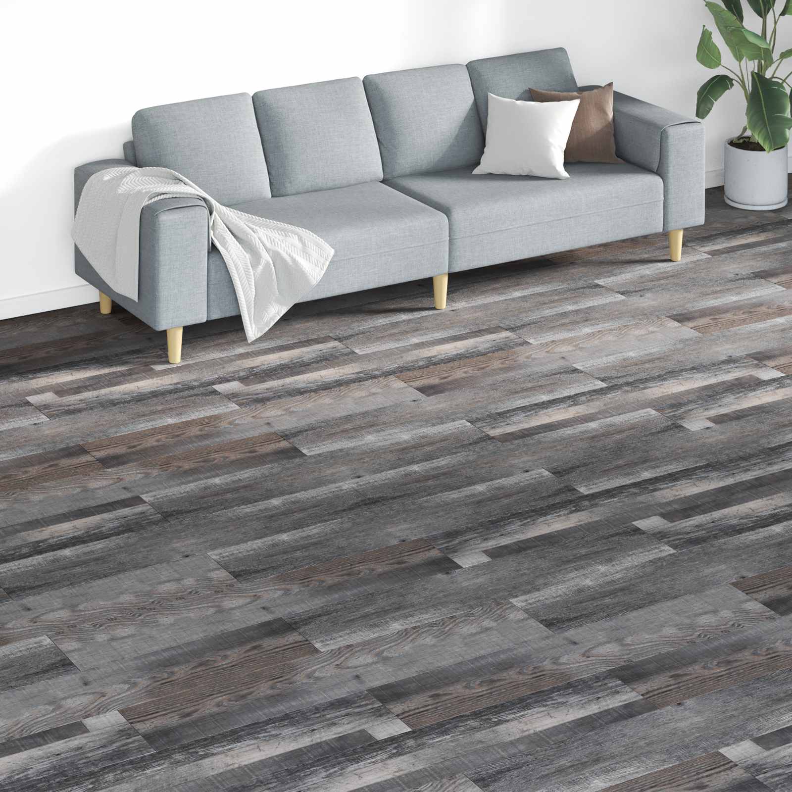 vidaXL Deski podłogowe 18 pcs Szary 5,26 m² PVC