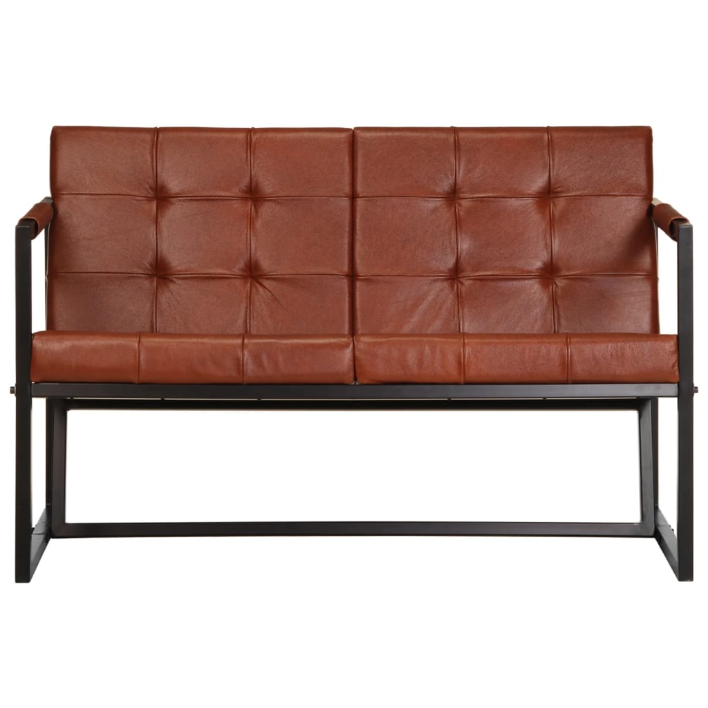 vidaXL Sofa 2-osobowa, brązowa, naturalna skóra kozia