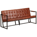 vidaXL Sofa 3-osobowa, brązowa, naturalna skóra kozia