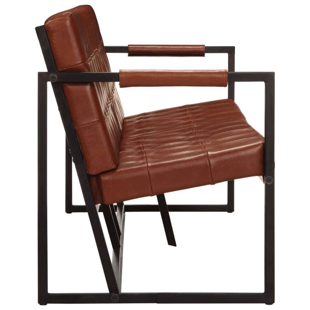 vidaXL Sofa 3-osobowa, brązowa, naturalna skóra kozia