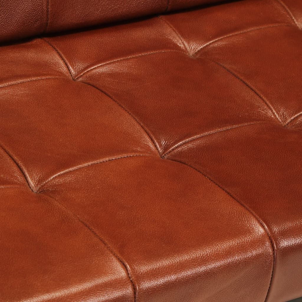 vidaXL Sofa 3-osobowa, brązowa, naturalna skóra kozia