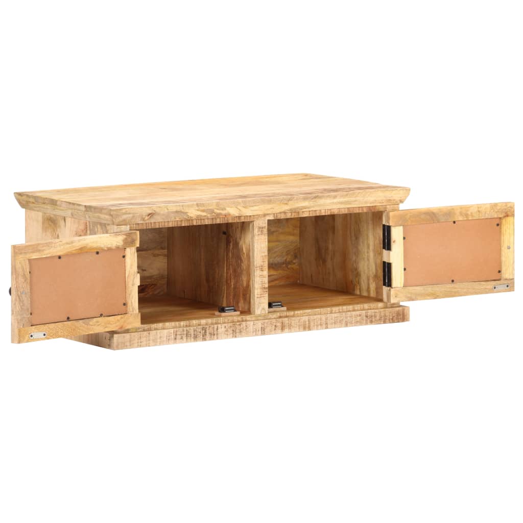 vidaXL Stolik kawowy, 90x50x35 cm, drewno mango i naturalna trzcina