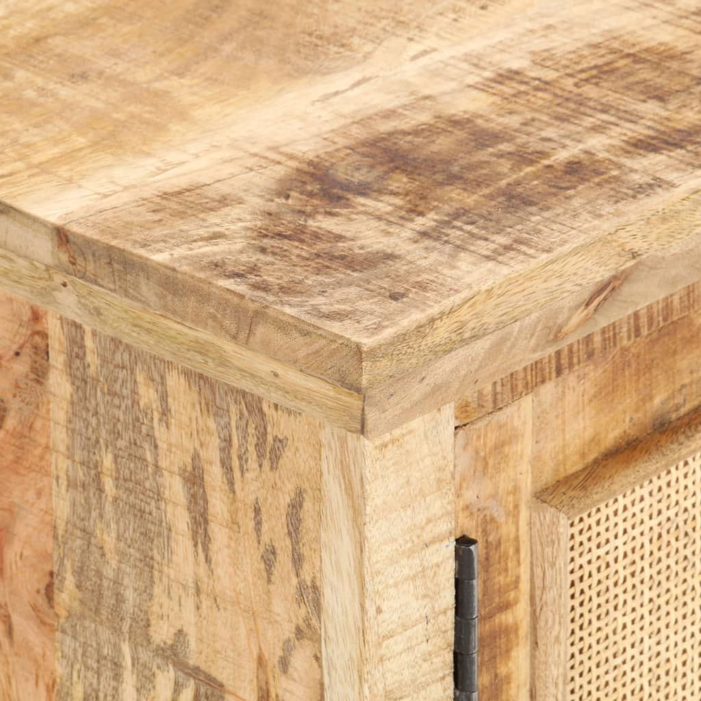vidaXL Stolik kawowy, 90x50x35 cm, drewno mango i naturalna trzcina