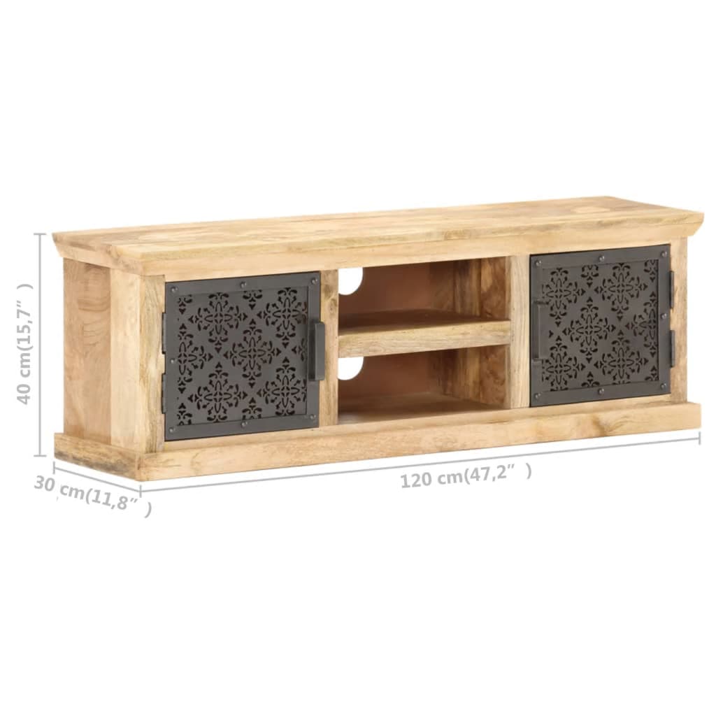 vidaXL Szafka pod TV ze stalowymi drzwiami, 120x30x40 cm, drewno mango