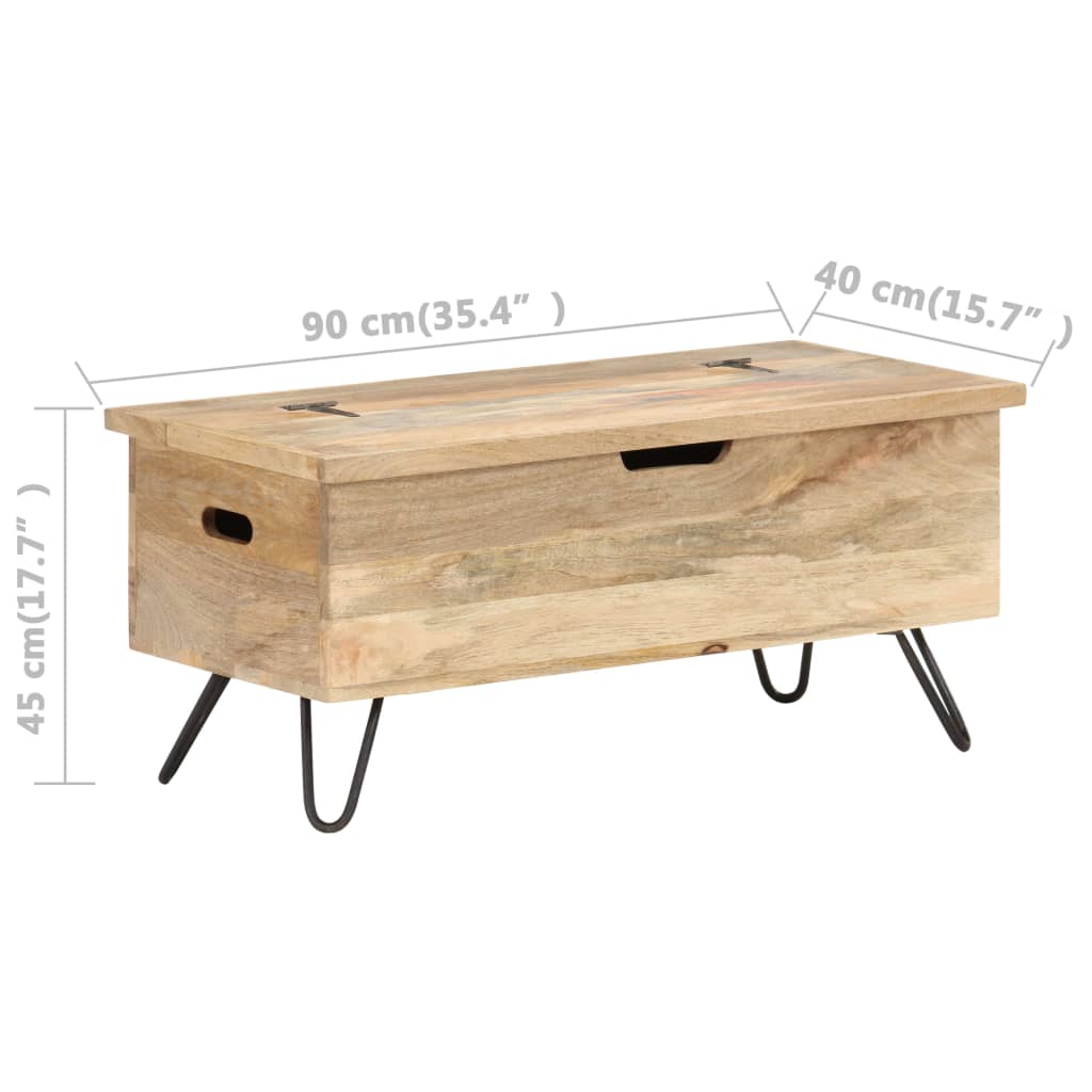 vidaXL Skrzynia, 90x40x45 cm, lite drewno mango
