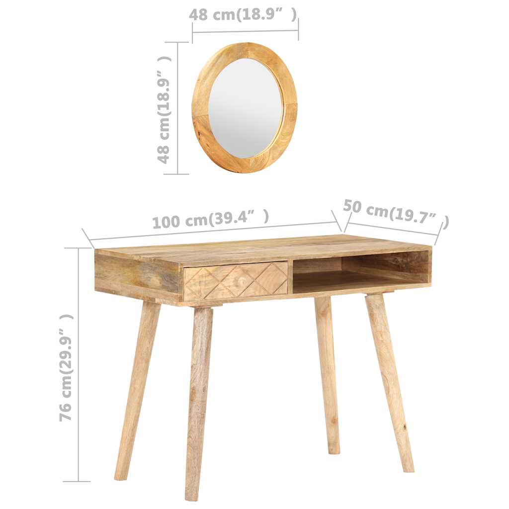 vidaXL Toaletka, 100 x 50 x 76 cm, lite drewno mango