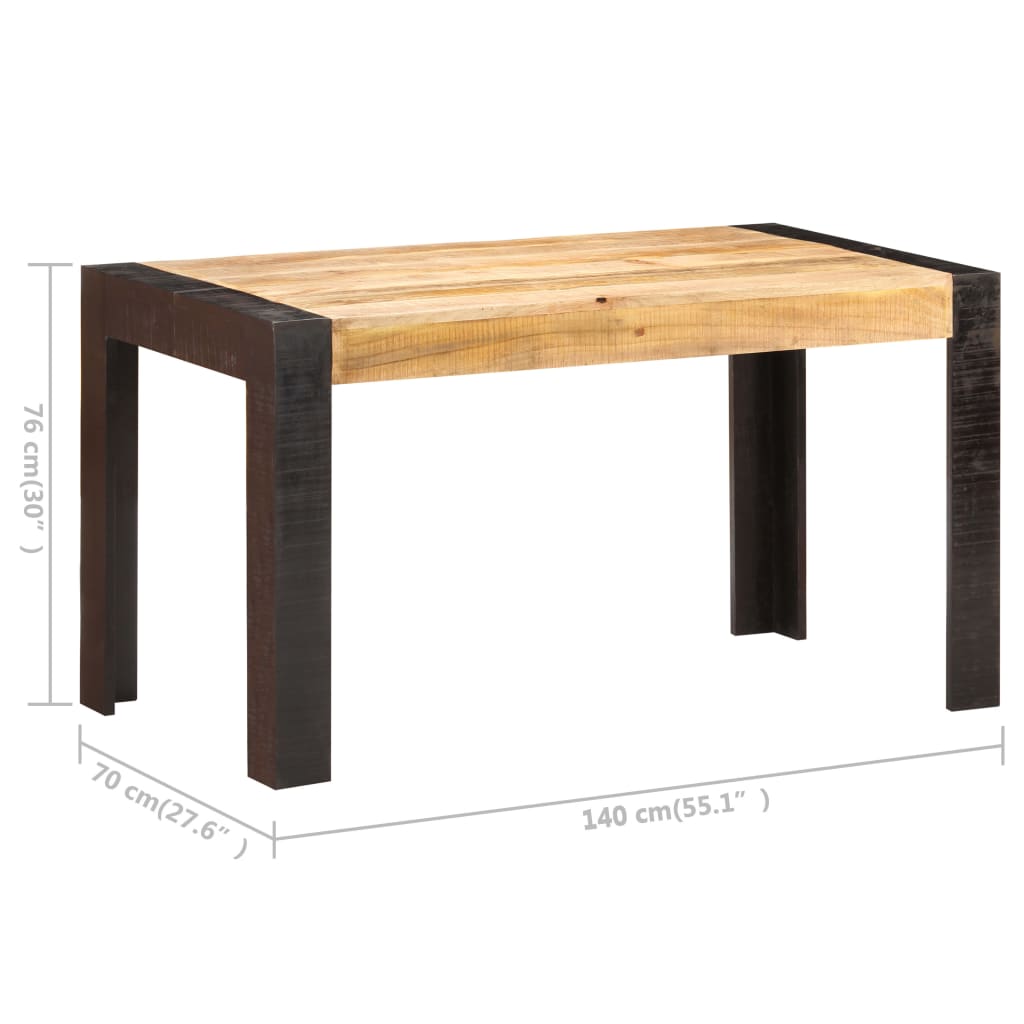 vidaXL Stół jadalniany, 140 x 70 x 76 cm, lite surowe drewno mango