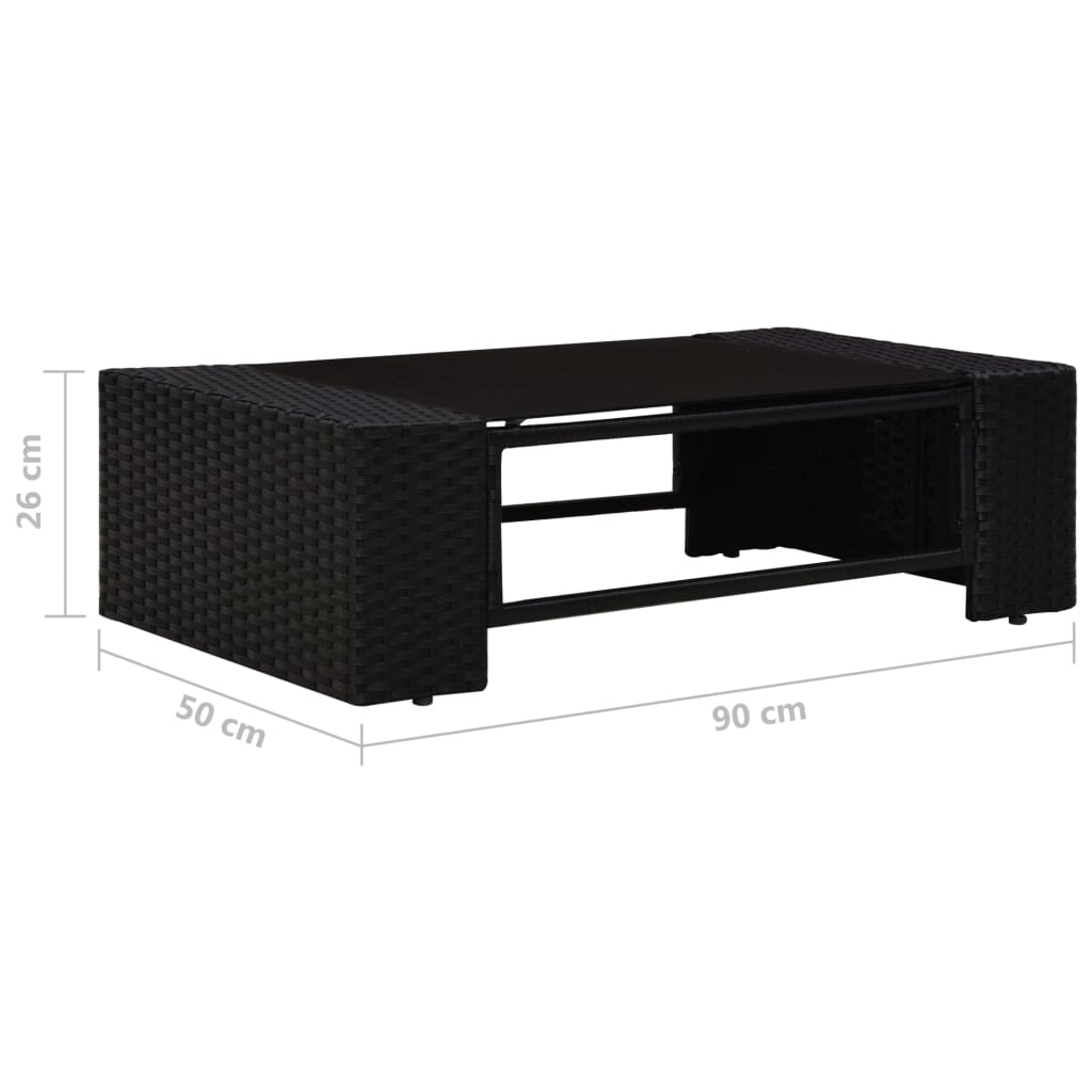 vidaXL 5-cz. zestaw wypoczynkowy do ogrodu, rattan PE, czarny