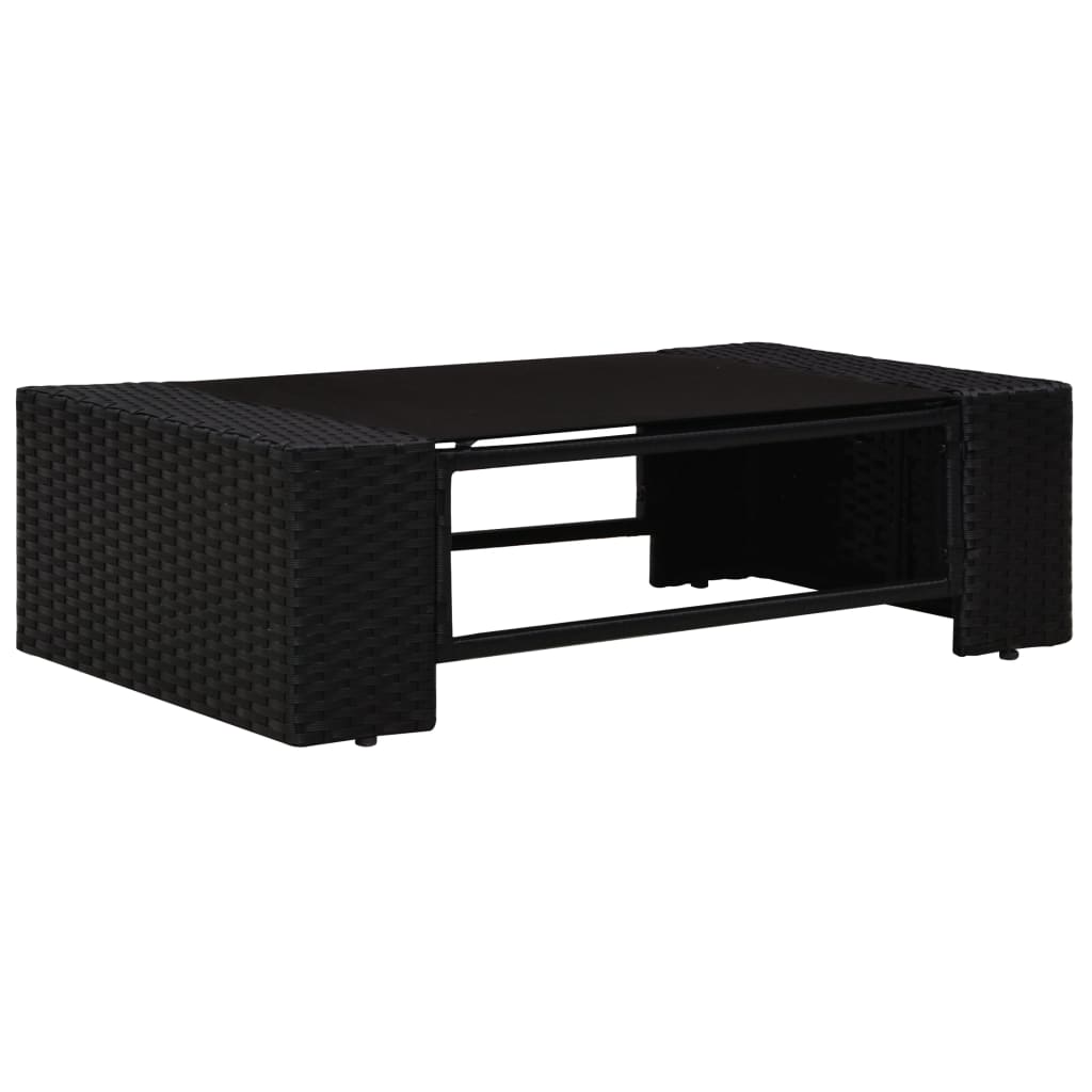 vidaXL 4-częściowy zestaw wypoczynkowy do ogrodu, rattan PE, czarny