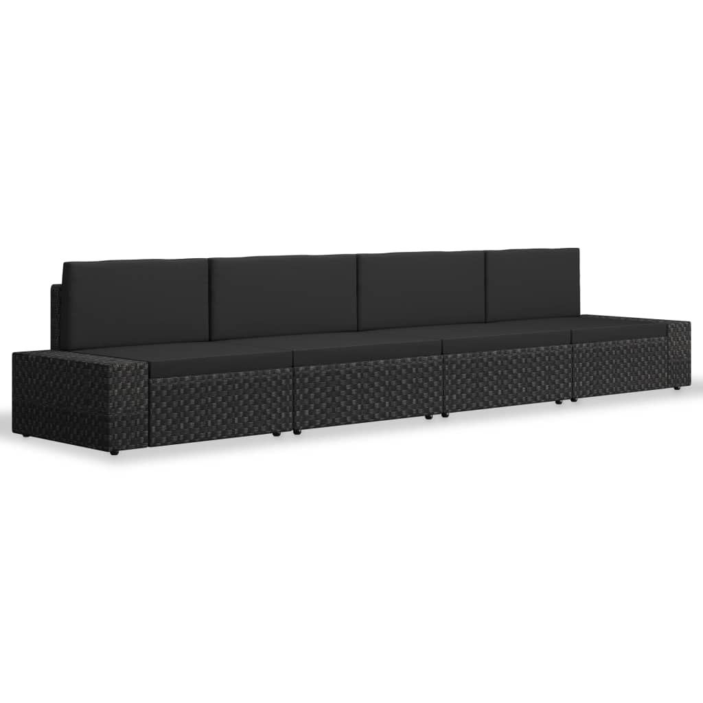 vidaXL 4-cz. zestaw wypoczynkowy do ogrodu, rattan PE, czarny