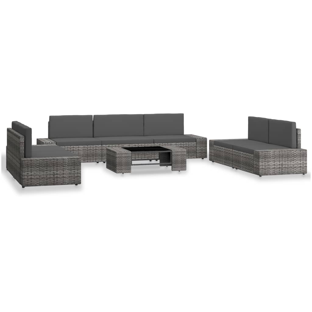 vidaXL 8-cz. zestaw wypoczynkowy do ogrodu, rattan PE, szary