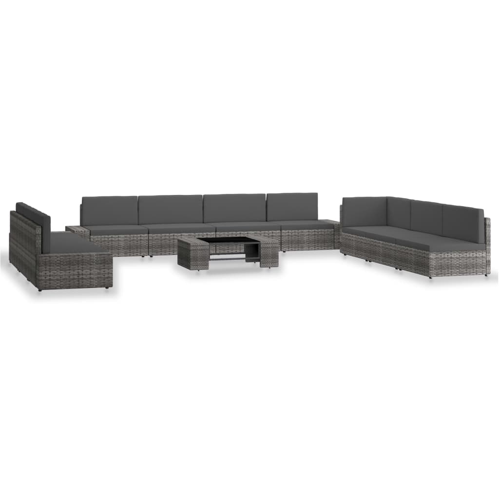 vidaXL 10-cz. zestaw wypoczynkowy do ogrodu, rattan PE, szary
