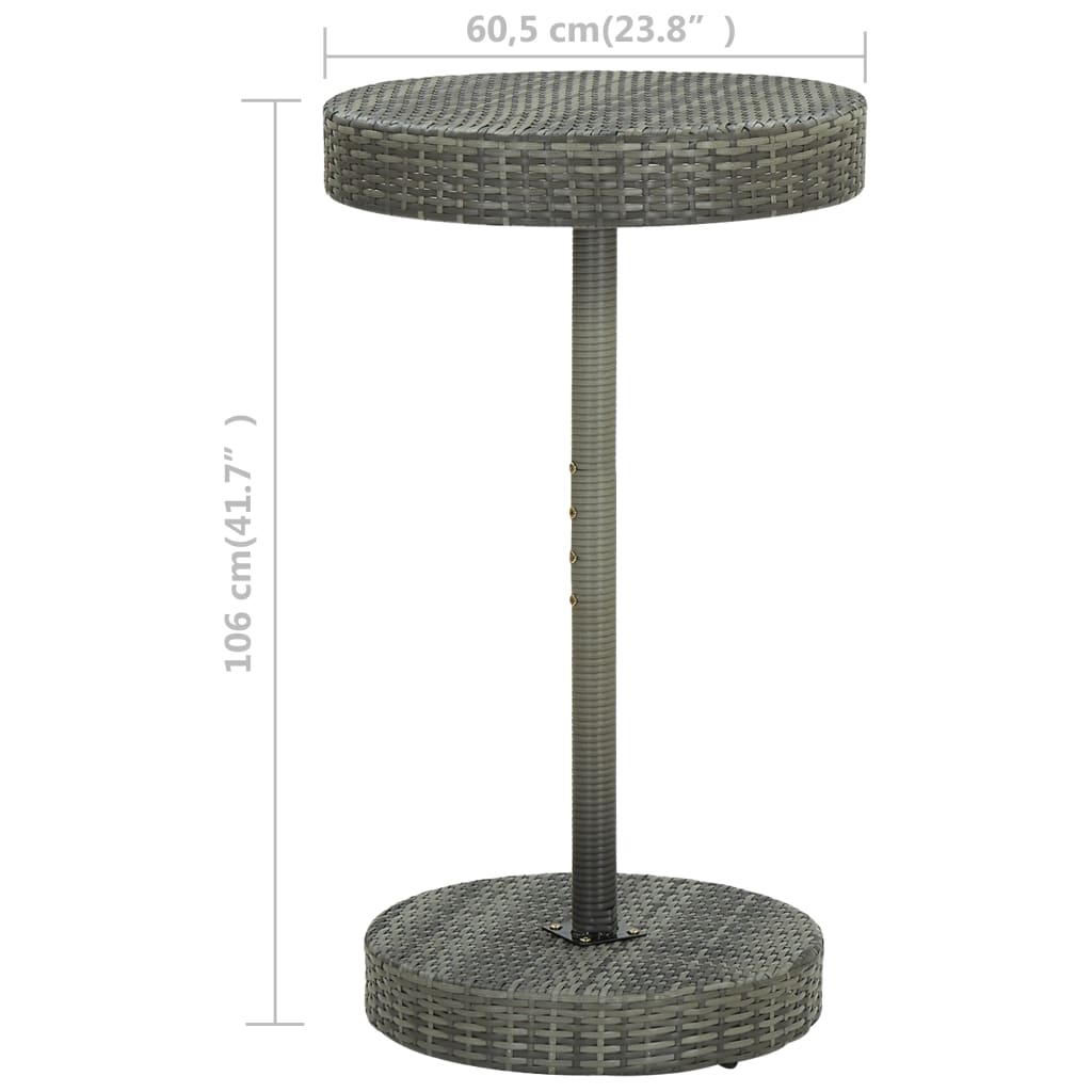 vidaXL Stolik ogrodowy, szary, 60,5x106 cm, polirattan