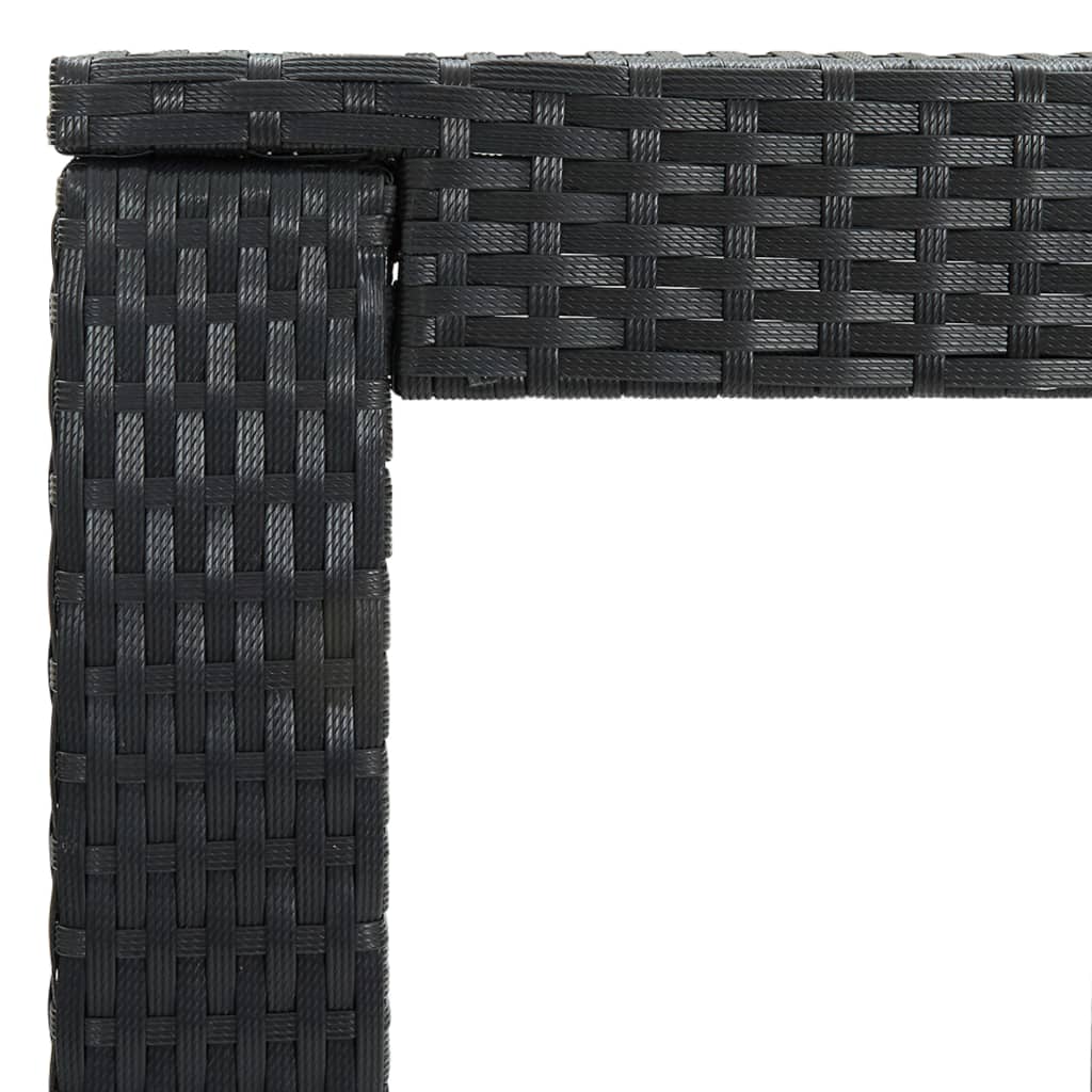 vidaXL Ogrodowy stolik barowy, czarny, 60,5x60,5x110,5 cm, polirattan