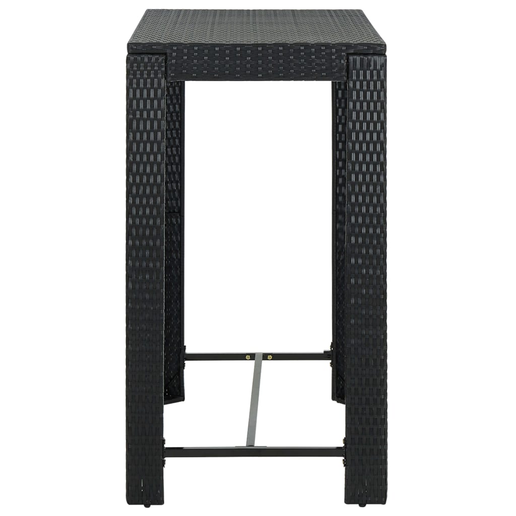 vidaXL Ogrodowy stolik barowy, czarny, 100x60,5x110,5 cm, polirattan