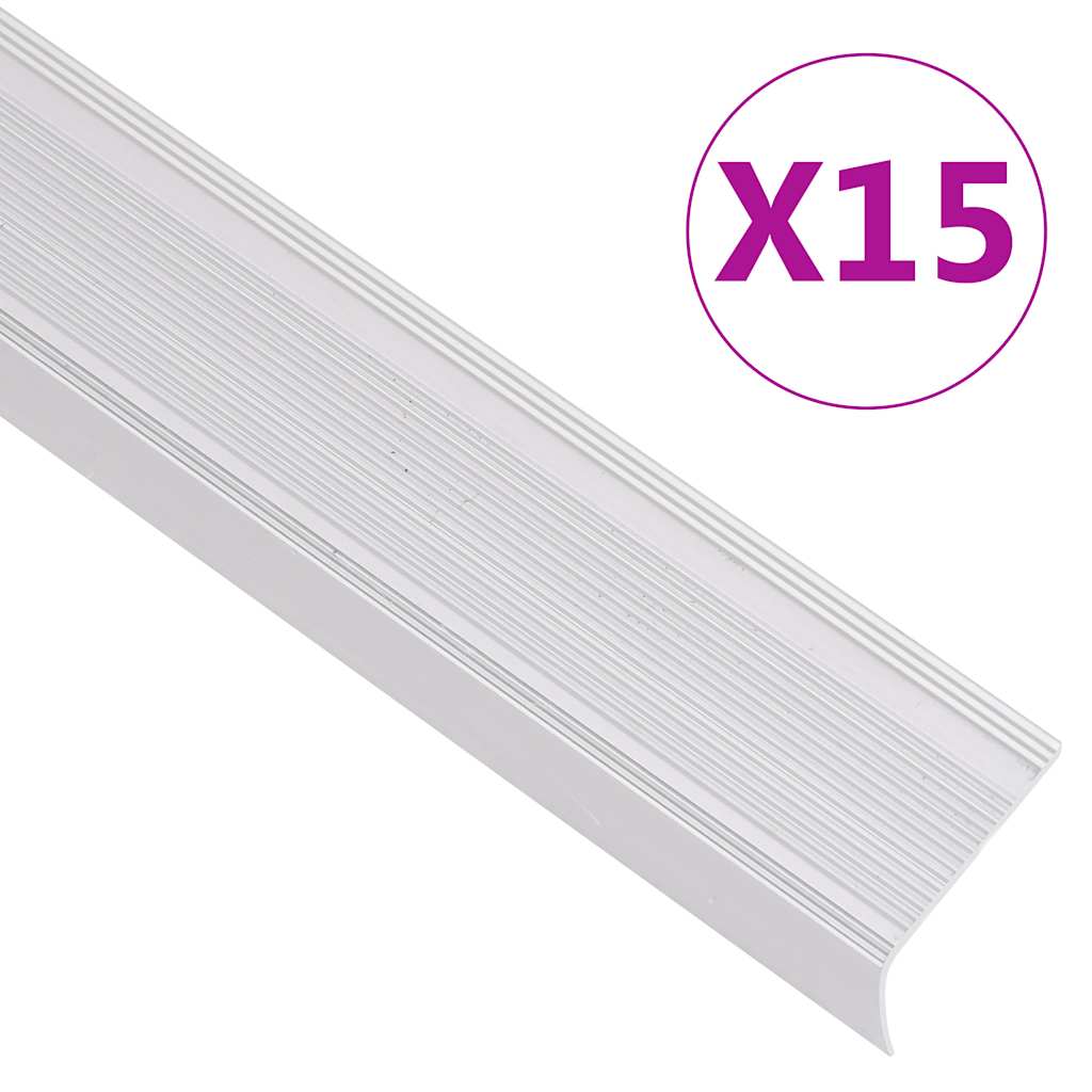 vidaXL Listwy schodowe w kształcie litery L 15 szt. Aluminium 90 cm