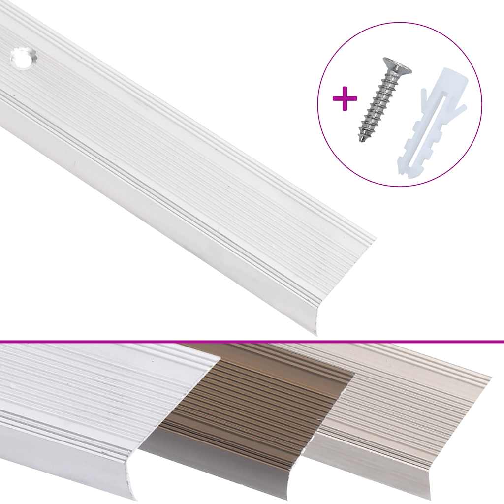 vidaXL Listwy schodowe w kształcie litery L 15 szt. Aluminium 90 cm