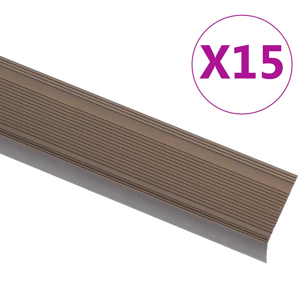 vidaXL Listwy schodowe w kształcie litery L 15 szt. Aluminium 90 cm