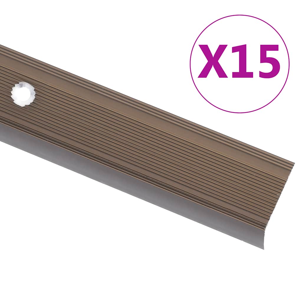 vidaXL Listwy schodowe w kształcie litery L 15 szt. Aluminium 90 cm