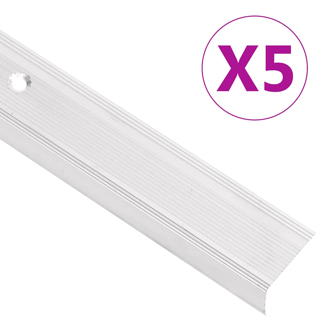 vidaXL Listwy schodowe w kształcie litery L 5 szt. Aluminium 100 cm