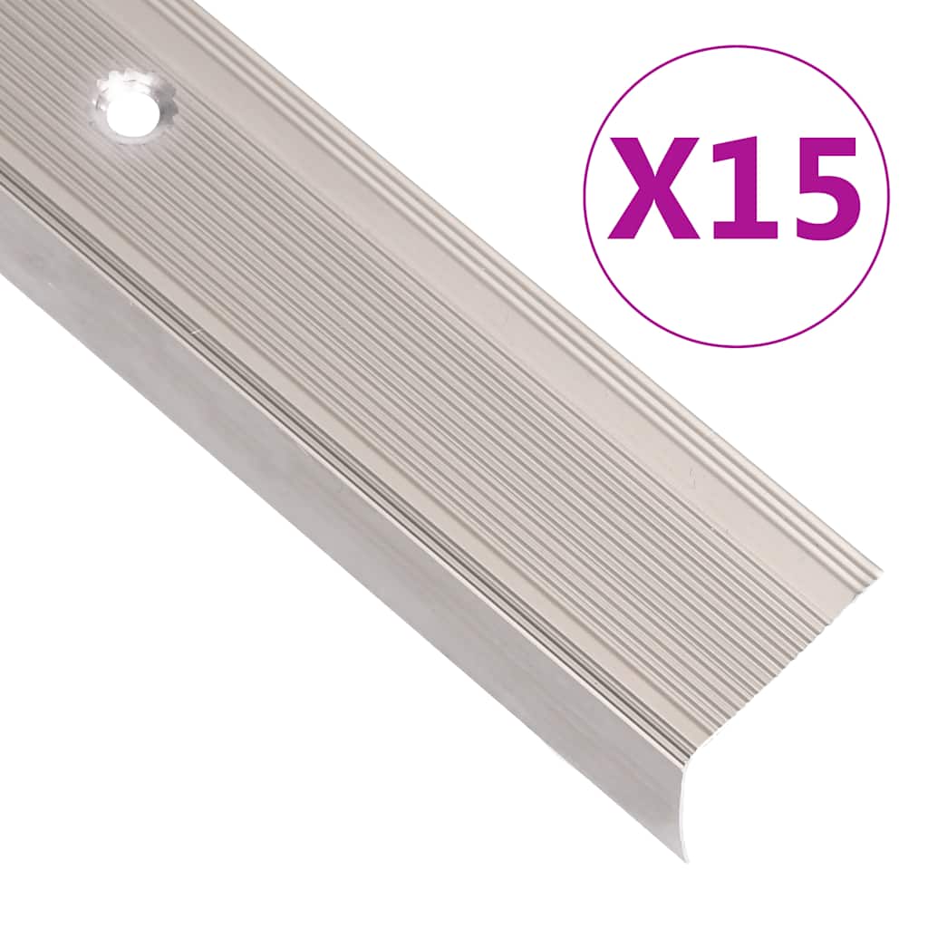 vidaXL Listwy schodowe w kształcie litery L 15 szt. Aluminium 100 cm