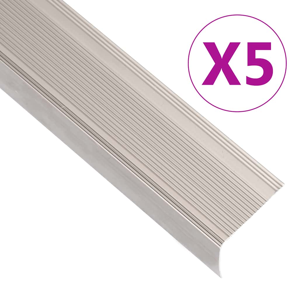 vidaXL Listwy schodowe w kształcie litery L 5 szt. Aluminium 100 cm
