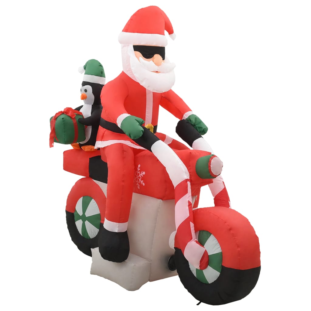 vidaXL Nadmuchiwany Święty Mikołaj na motocyklu, z LED, IP44, 160 cm