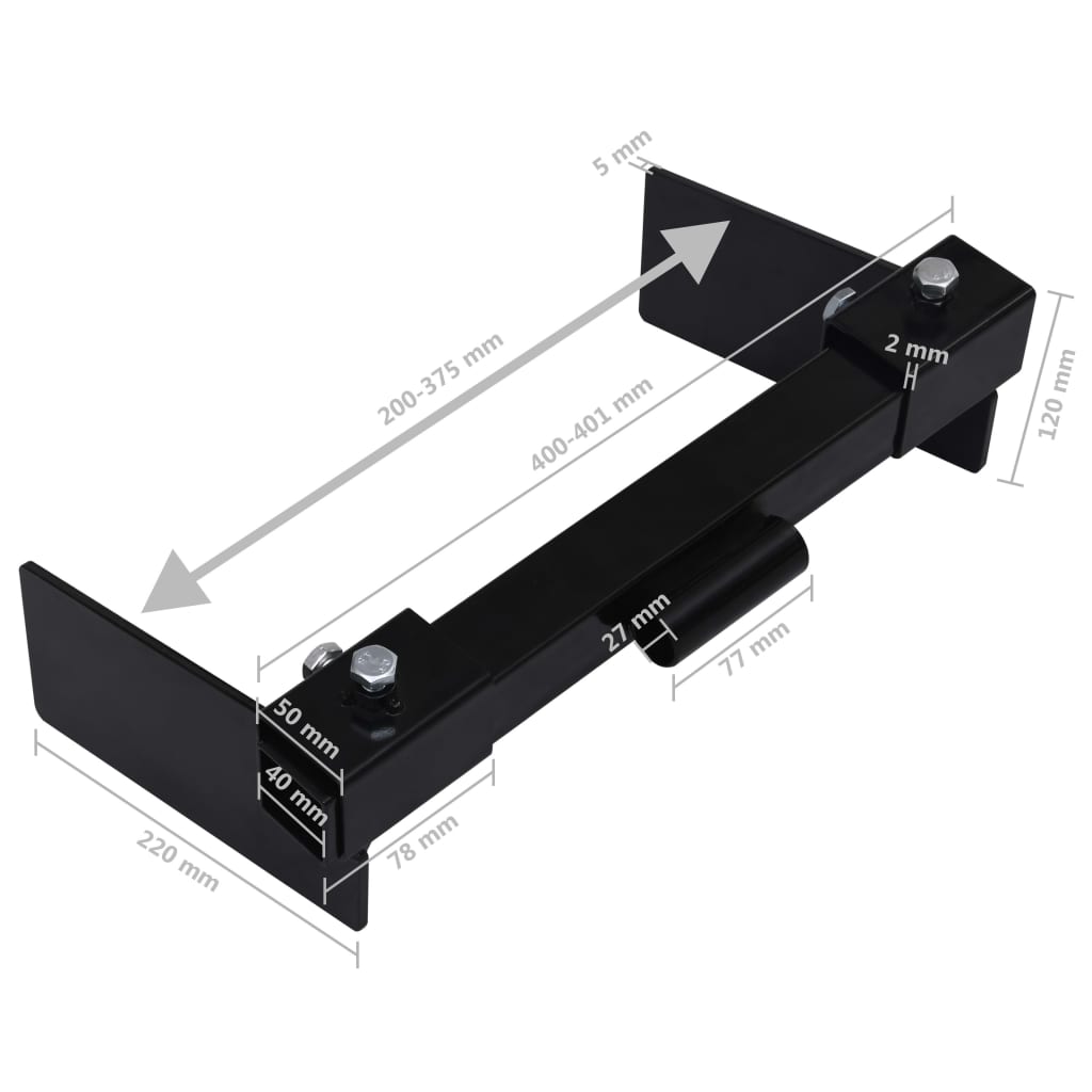 vidaXL Adapter do pługu śnieżnego montowanego do kosiarki, czarny
