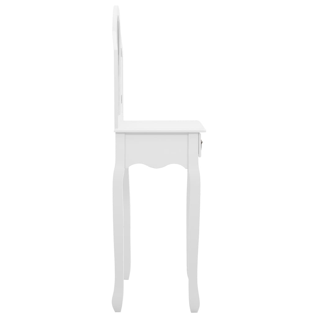 vidaXL Toaletka ze stołkiem, biała, 65x36x128 cm, drewno paulowni, MDF