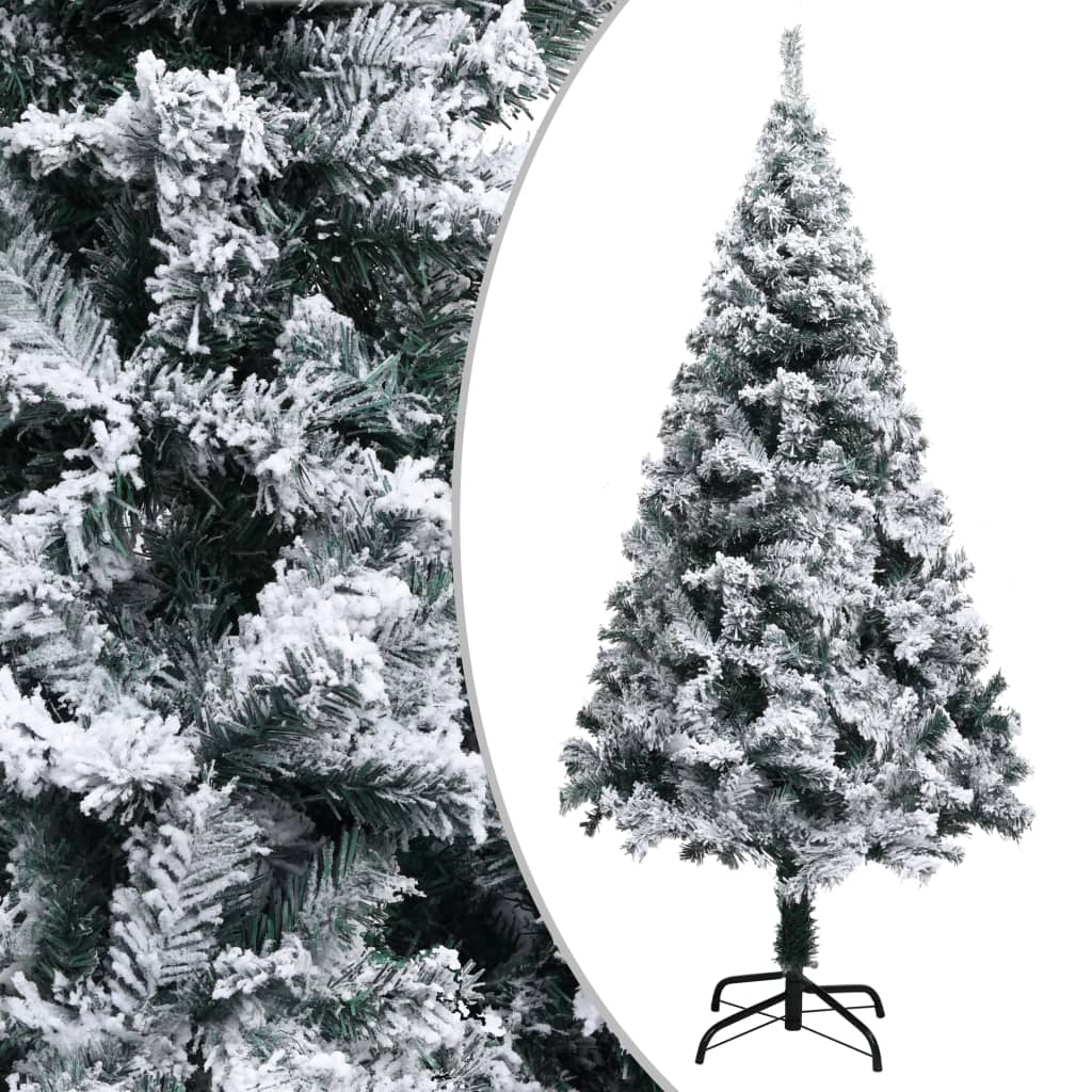 vidaXL Sztuczna choinka, ośnieżona, zielona, 150 cm, PVC