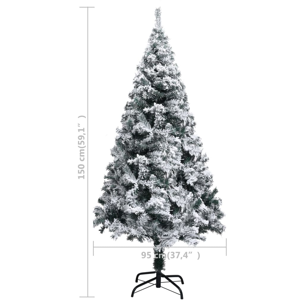 vidaXL Sztuczna choinka, ośnieżona, zielona, 150 cm, PVC