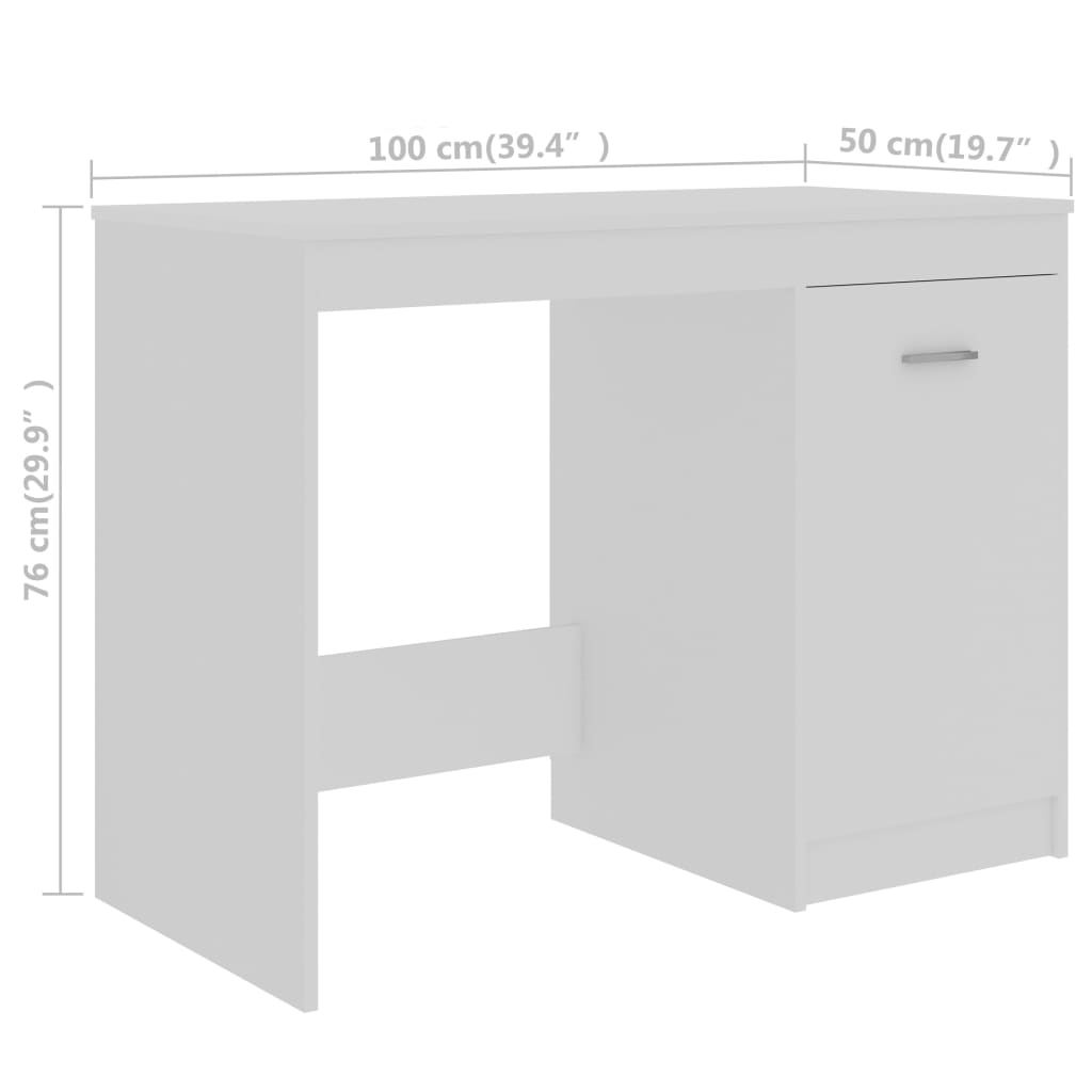 vidaXL Biurko, białe, 140x50x76 cm, materiał drewnopochodny