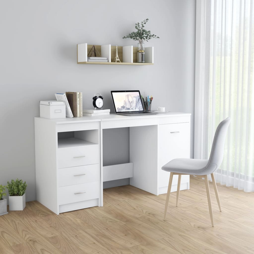vidaXL Biurko, białe, 140x50x76 cm, materiał drewnopochodny