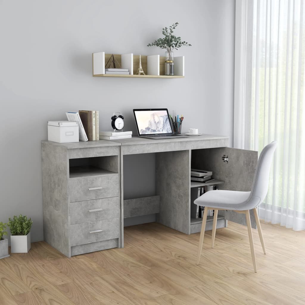 vidaXL Biurko, szarość betonu, 140x50x76 cm, materiał drewnopochodny