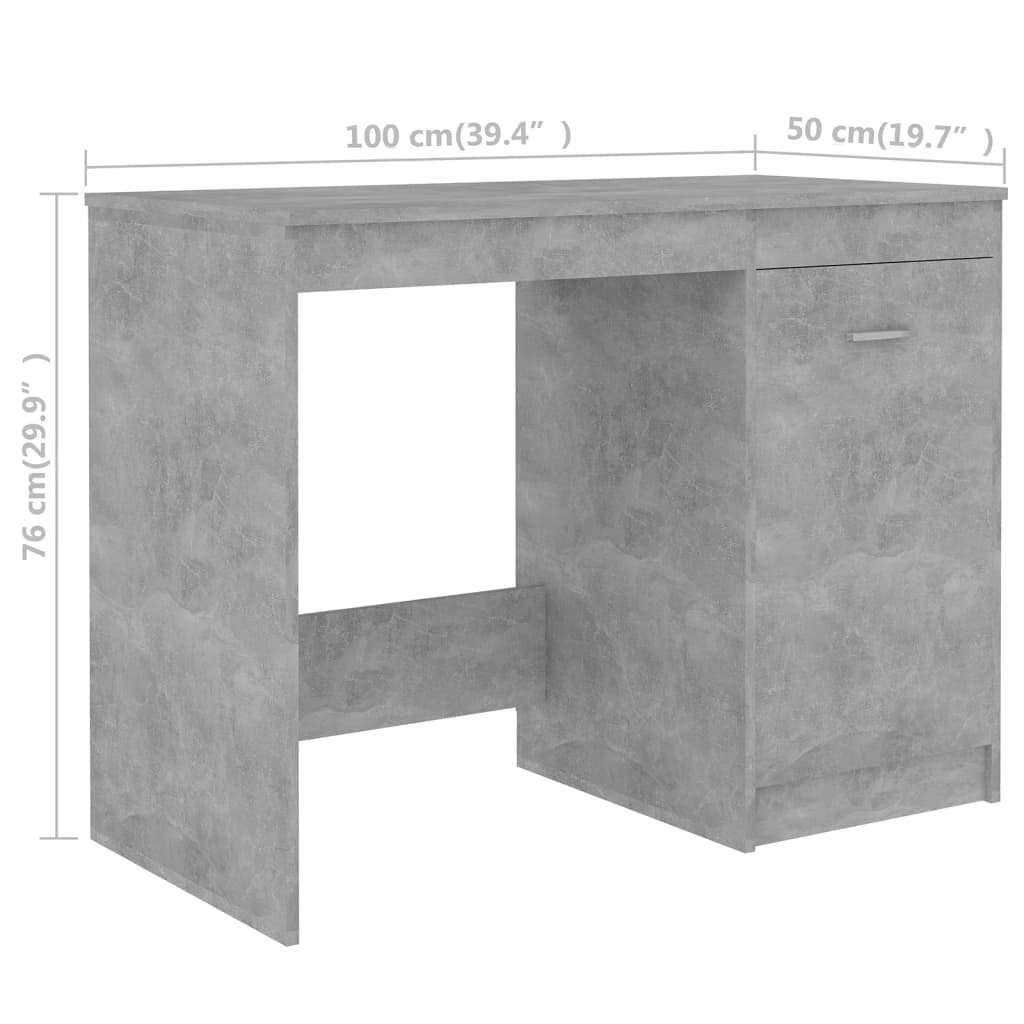 vidaXL Biurko, szarość betonu, 140x50x76 cm, materiał drewnopochodny