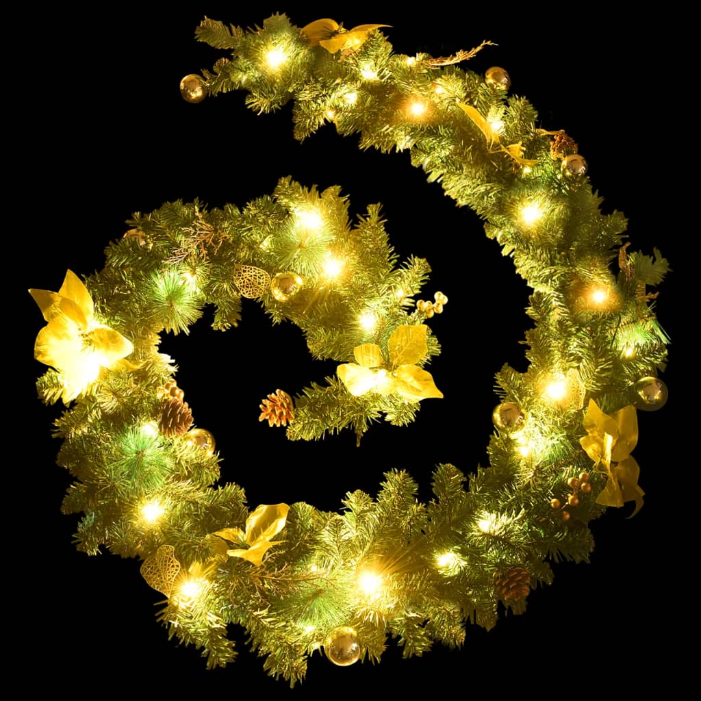 vidaXL Świąteczna girlanda z lampkami LED, zielona, 2,7 m, PVC