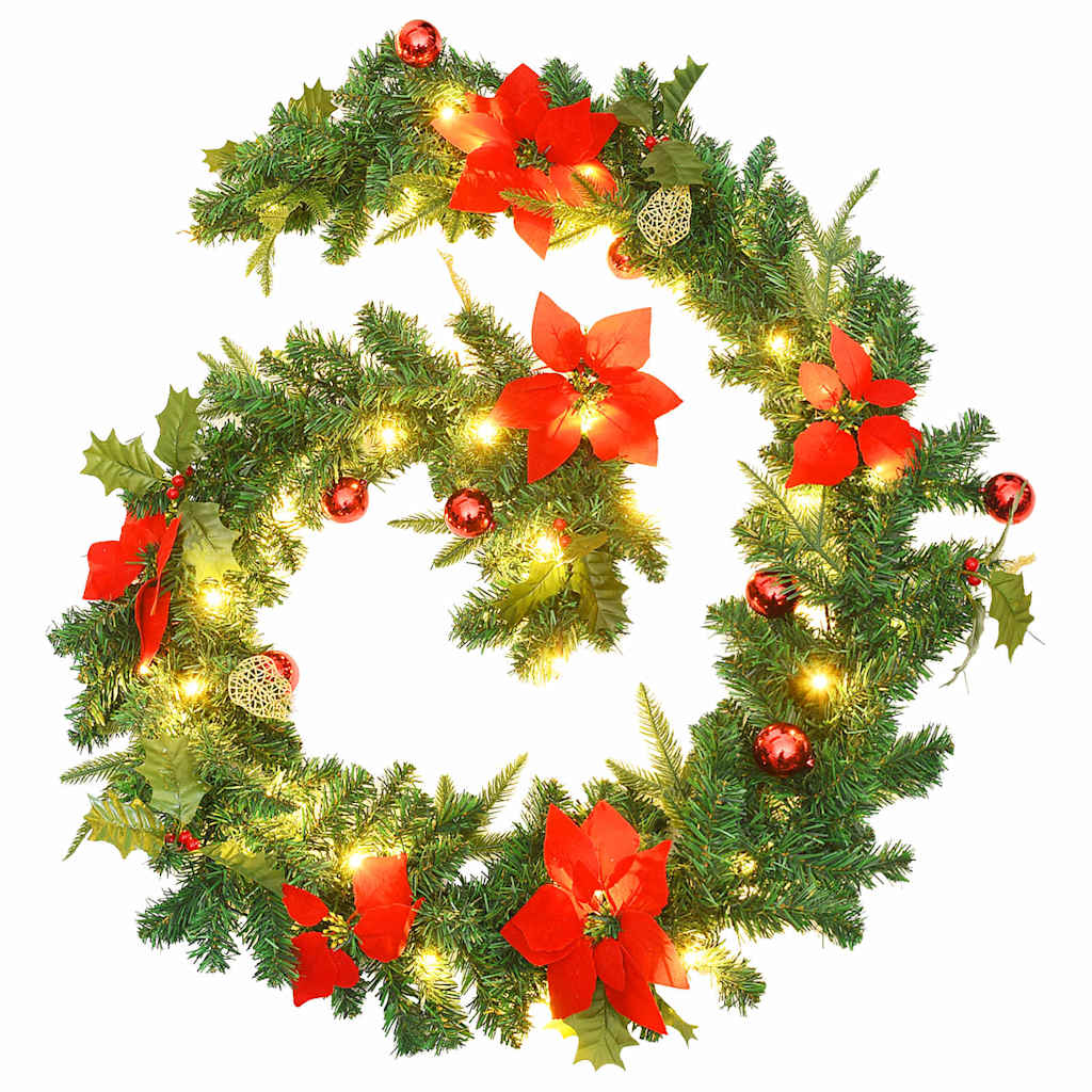 vidaXL Świąteczna girlanda z lampkami LED, zielona, 2,7 m, PVC