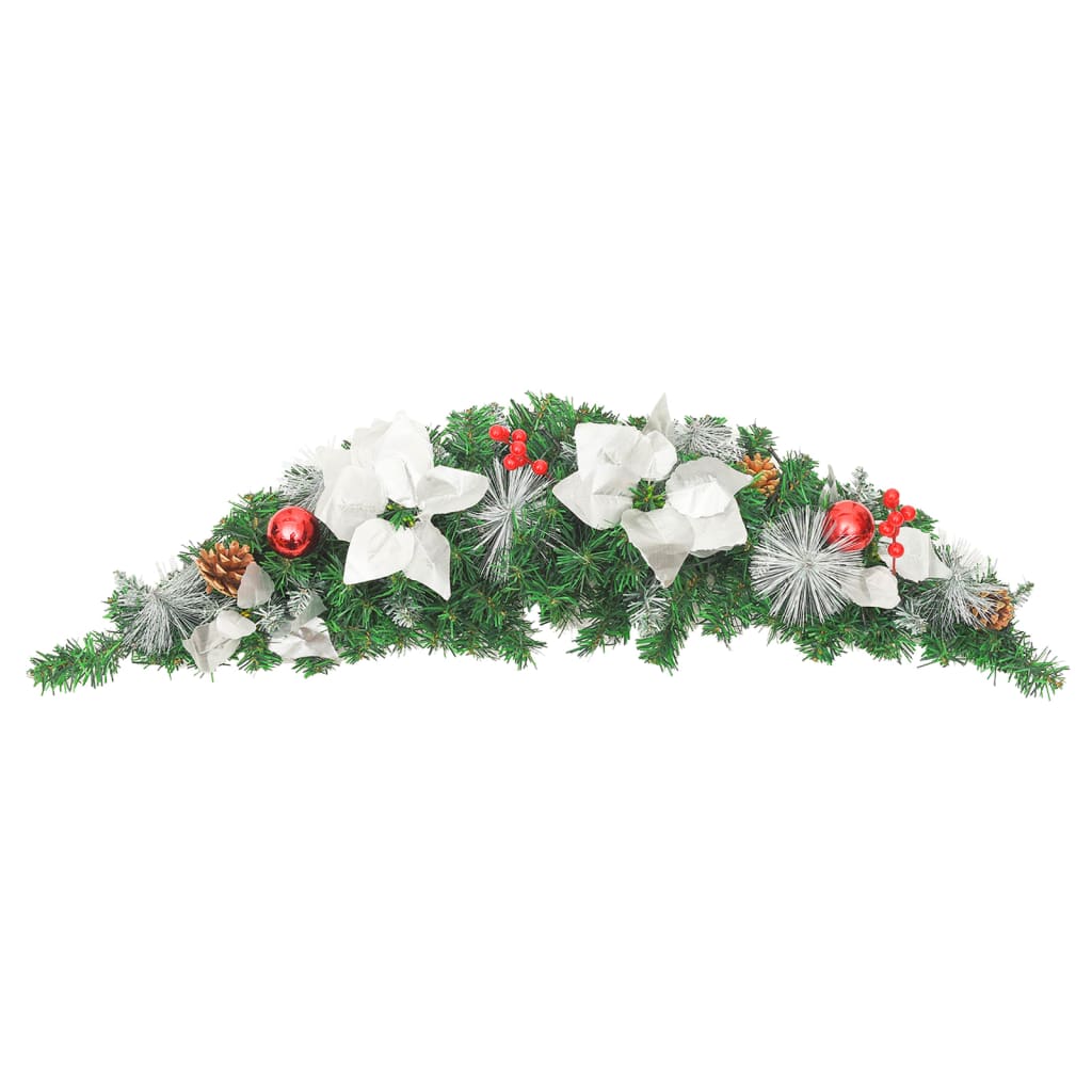 vidaXL Łuk świąteczny z girlandą i lampkami LED, zielony, 90 cm, PVC