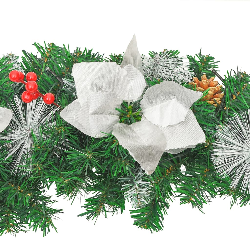 vidaXL Łuk świąteczny z girlandą i lampkami LED, zielony, 90 cm, PVC