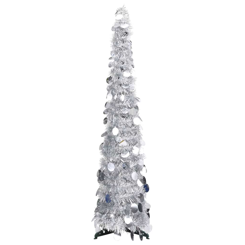 vidaXL Składana, sztuczna choinka, srebrna, 120 cm, PET
