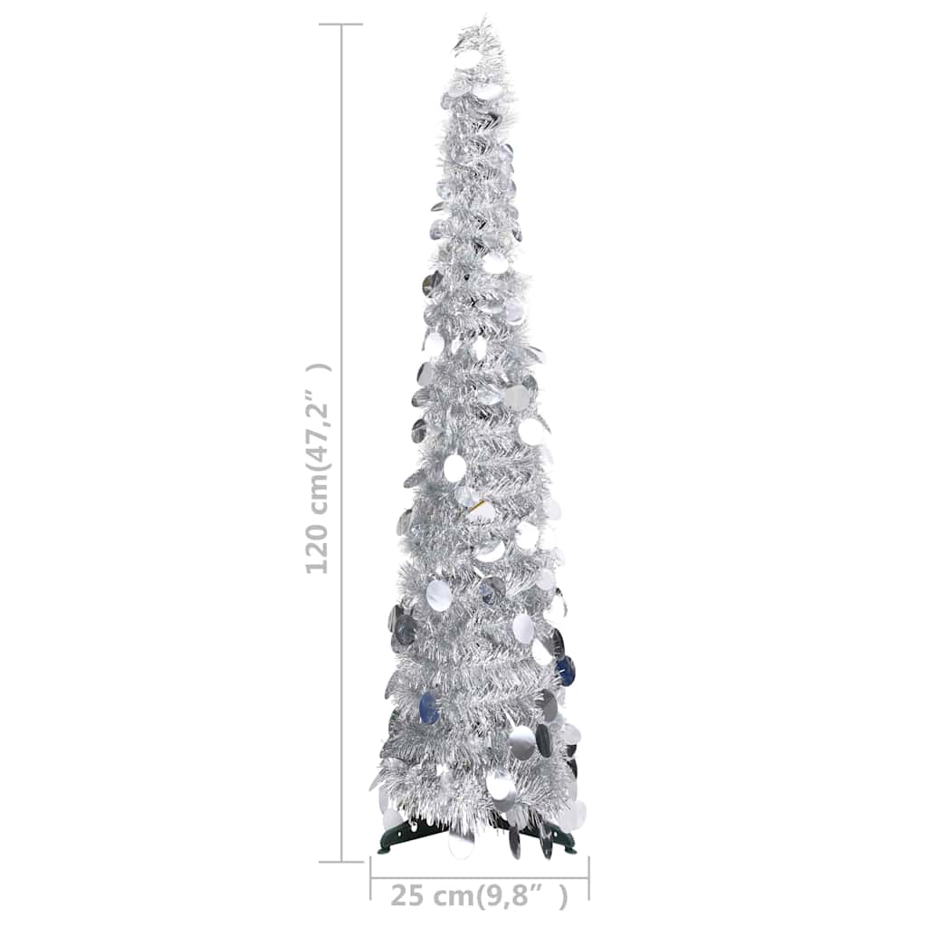 vidaXL Składana, sztuczna choinka, srebrna, 120 cm, PET