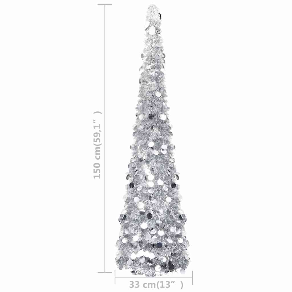 vidaXL Składana, sztuczna choinka, srebrna, 150 cm, PET