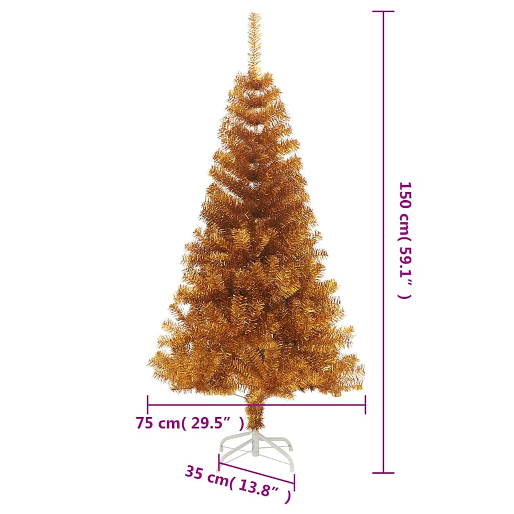 vidaXL Sztuczna choinka ze stojakiem, złota, 150 cm, PET