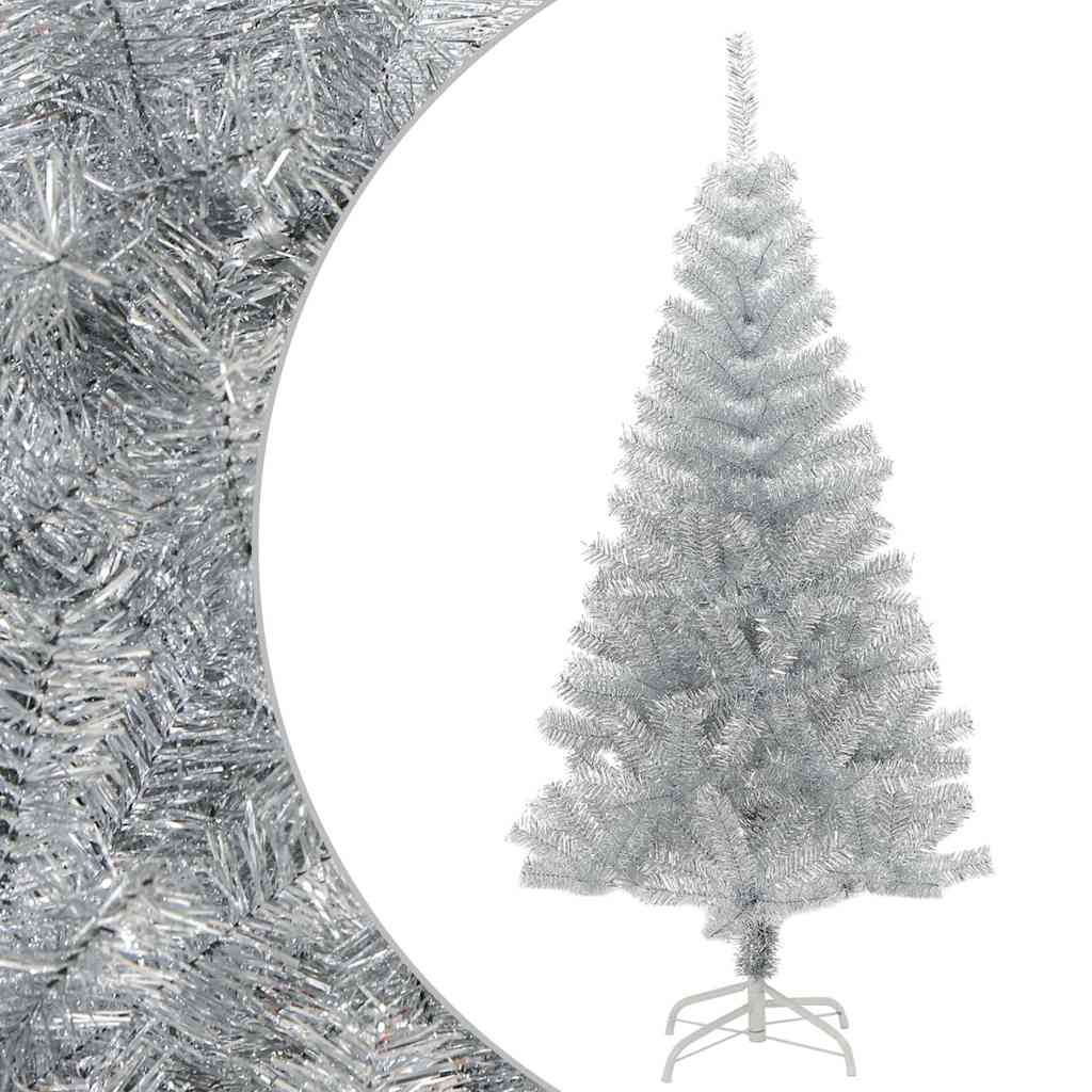vidaXL Sztuczna choinka ze stojakiem, srebrna, 150 cm, PET