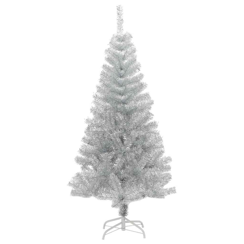 vidaXL Sztuczna choinka ze stojakiem, srebrna, 150 cm, PET