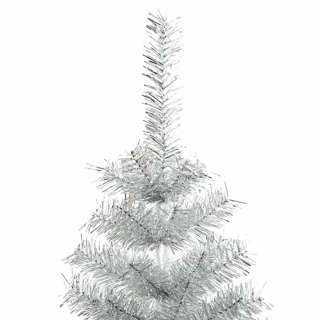 vidaXL Sztuczna choinka ze stojakiem, srebrna, 150 cm, PET