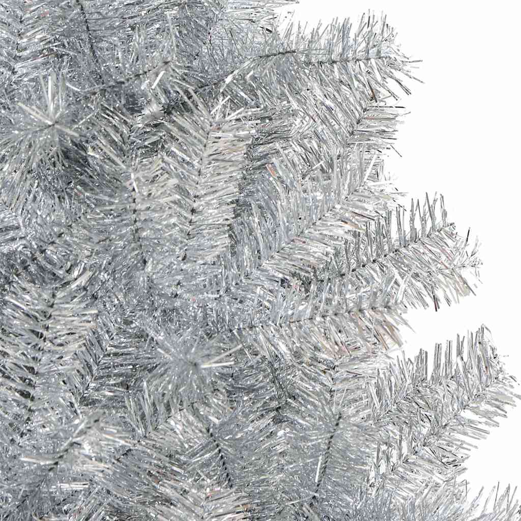 vidaXL Sztuczna choinka ze stojakiem, srebrna, 150 cm, PET