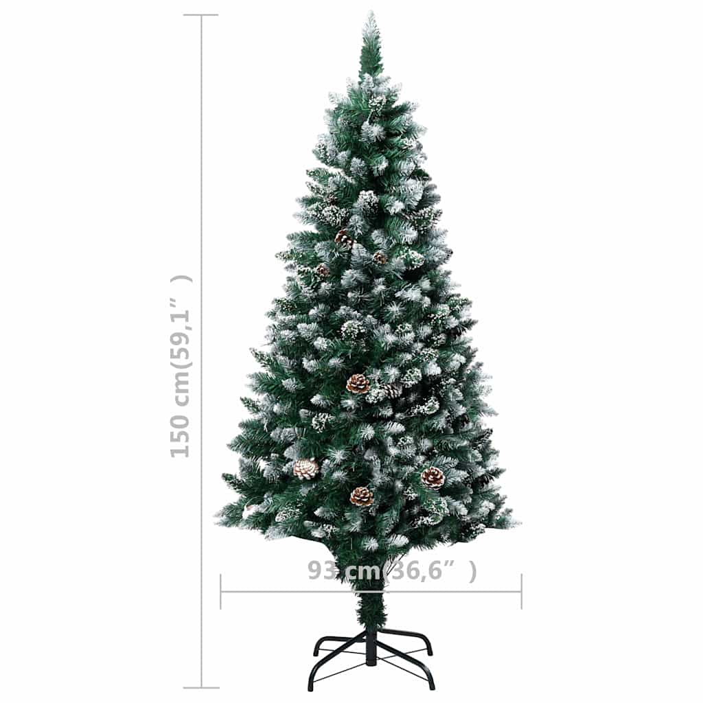 vidaXL Sztuczna choinka z szyszkami i białym śniegiem, 150 cm