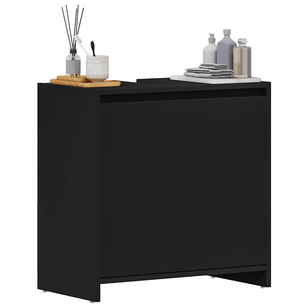 vidaXL Szafka łazienkowa, czarna, 60x33x61 cm, materiał drewnopochodny
